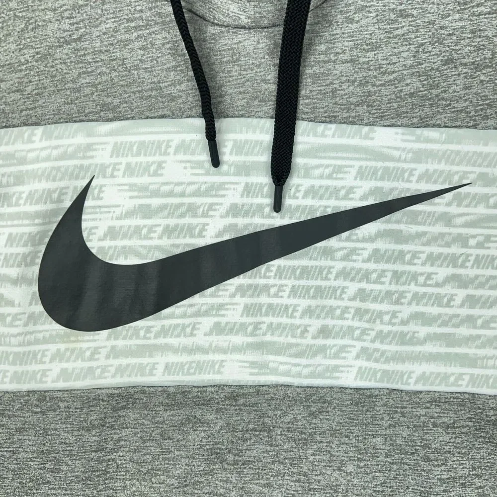 Nike Hoodie Men Medium Gray GFX 2 Therma Dri-Fit Pullover Fleece Hood Sweatshirt
